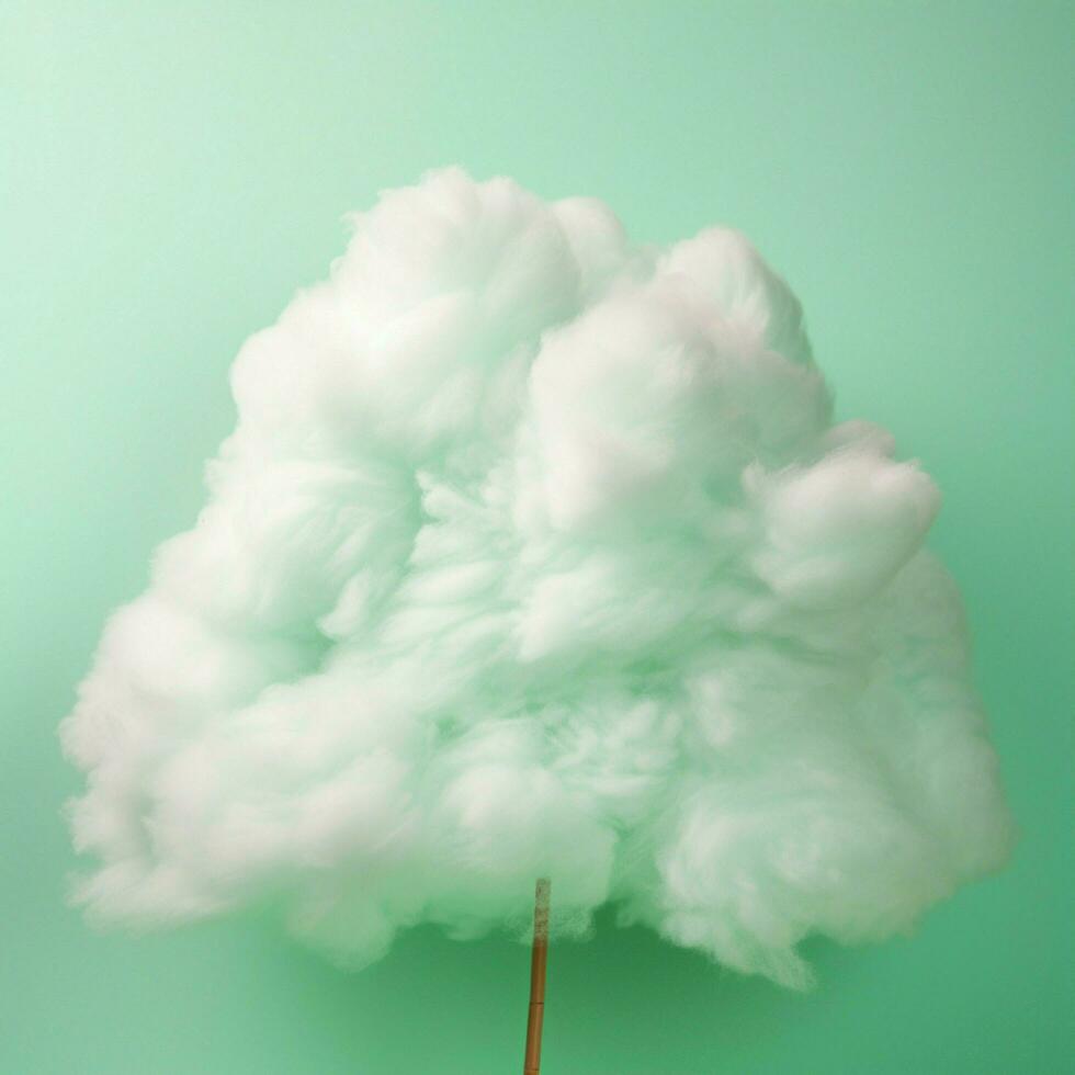 A cotton candy green background with fluffy clouds photo