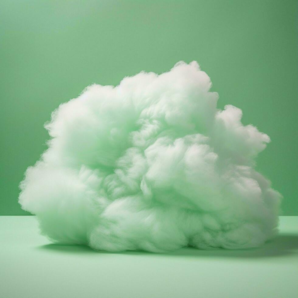 A cotton candy green background with fluffy clouds photo