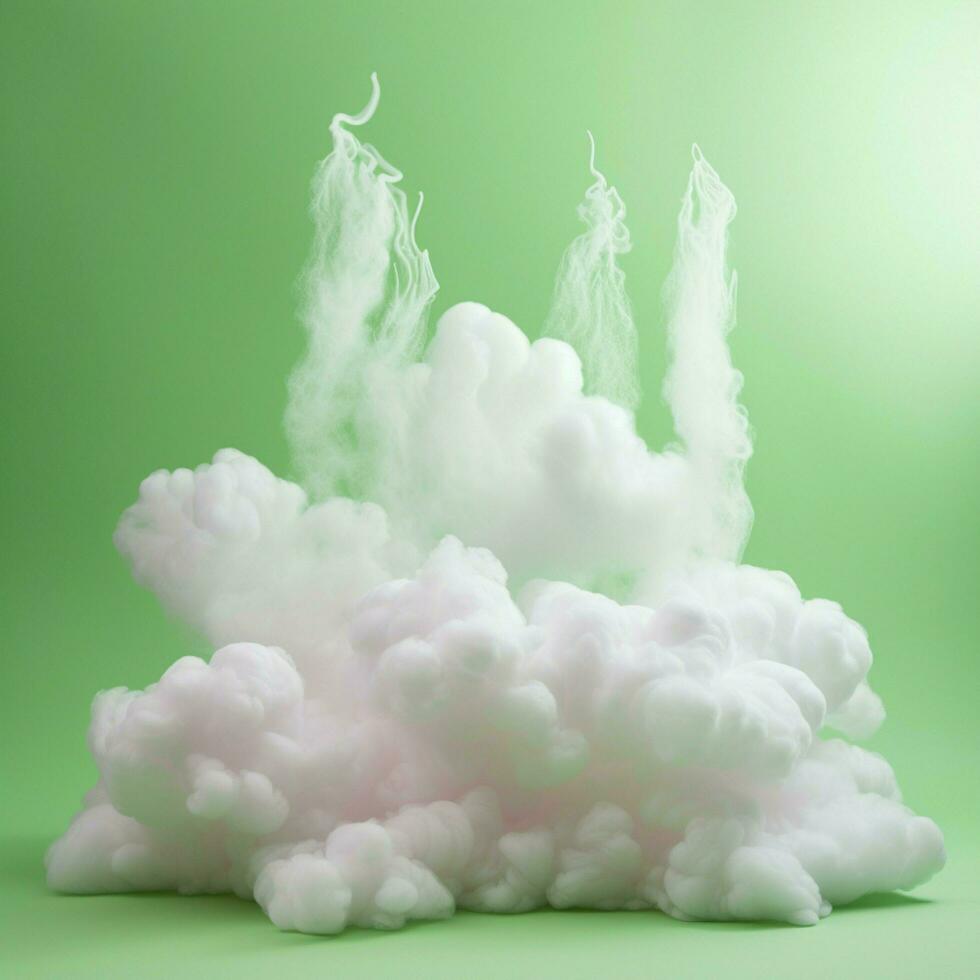 A cotton candy green background with fluffy clouds photo