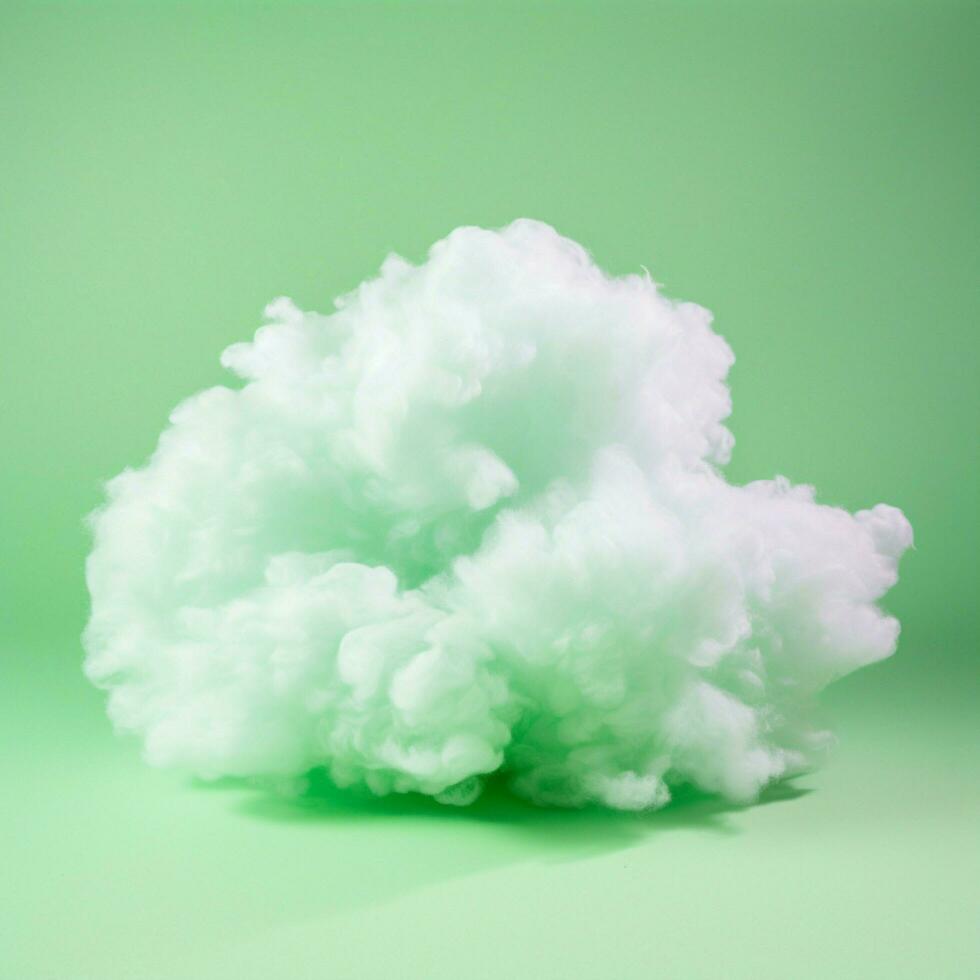 A cotton candy green background with fluffy clouds photo