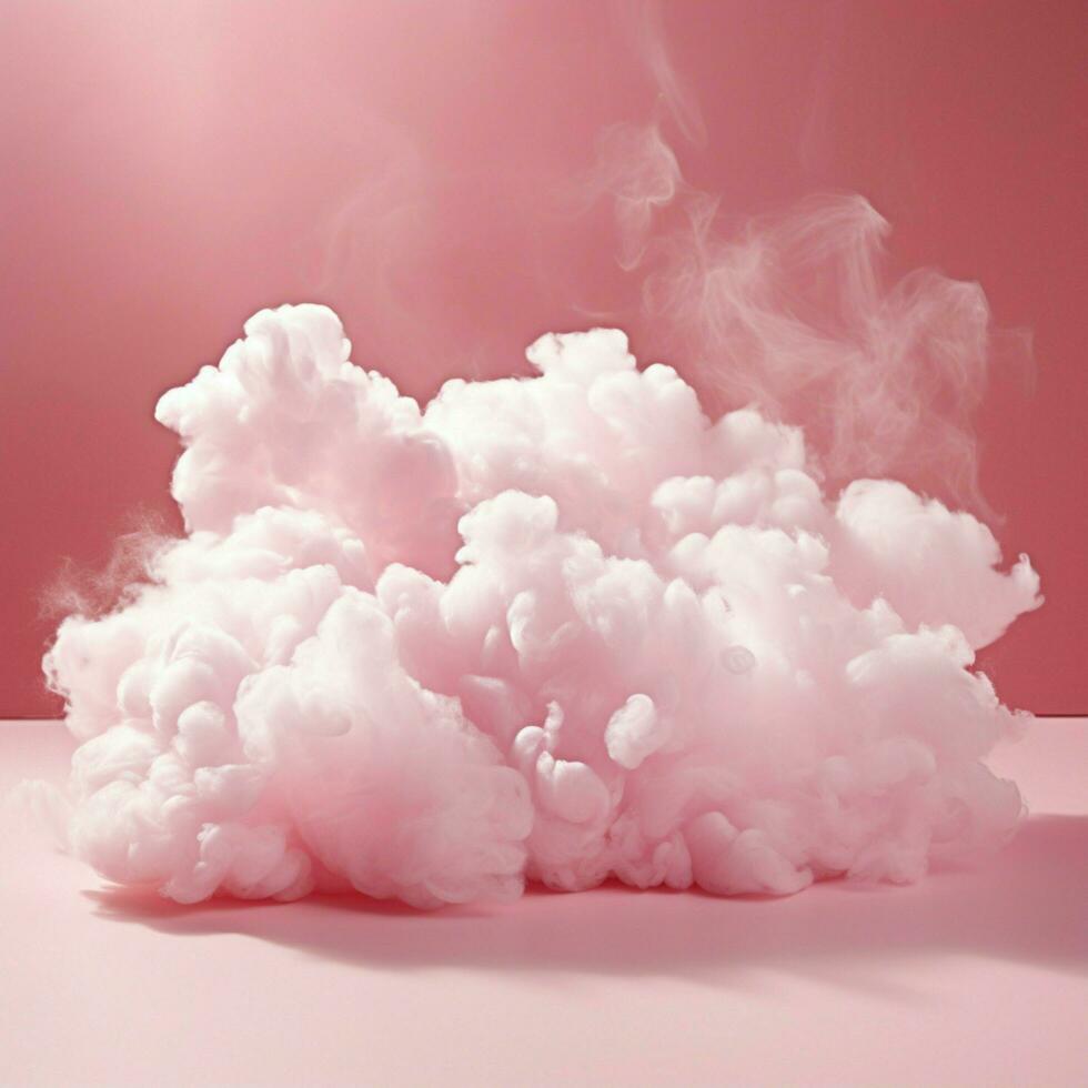 A cotton candy red background with fluffy clouds photo