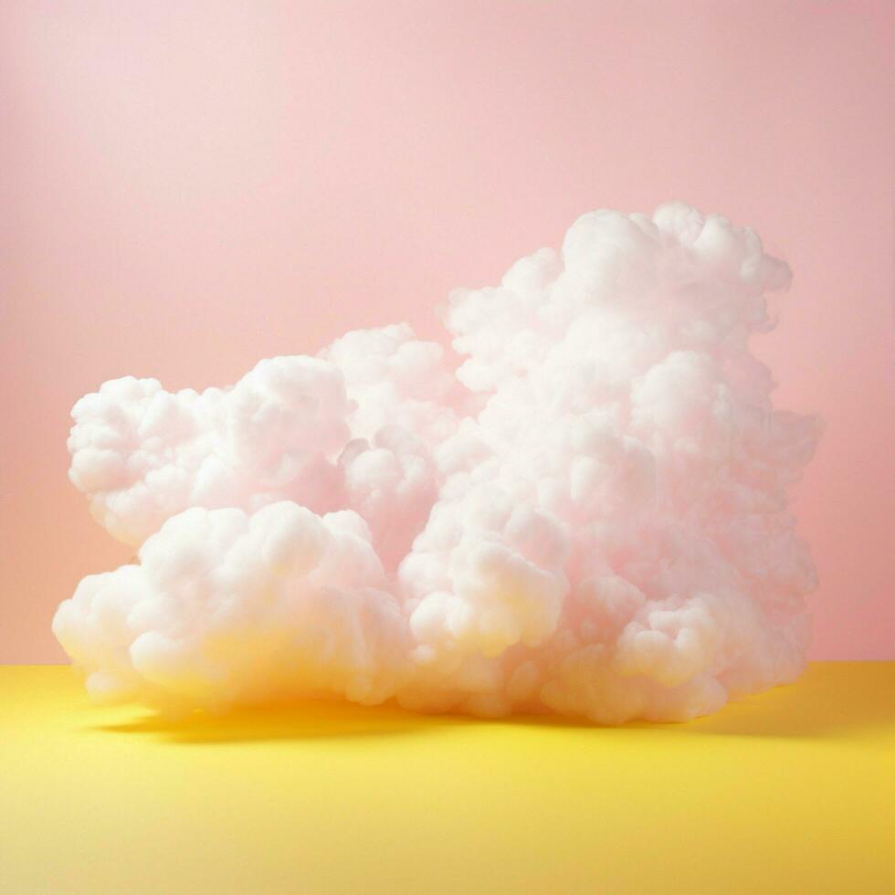 A cotton candy yellow background with fluffy clouds photo