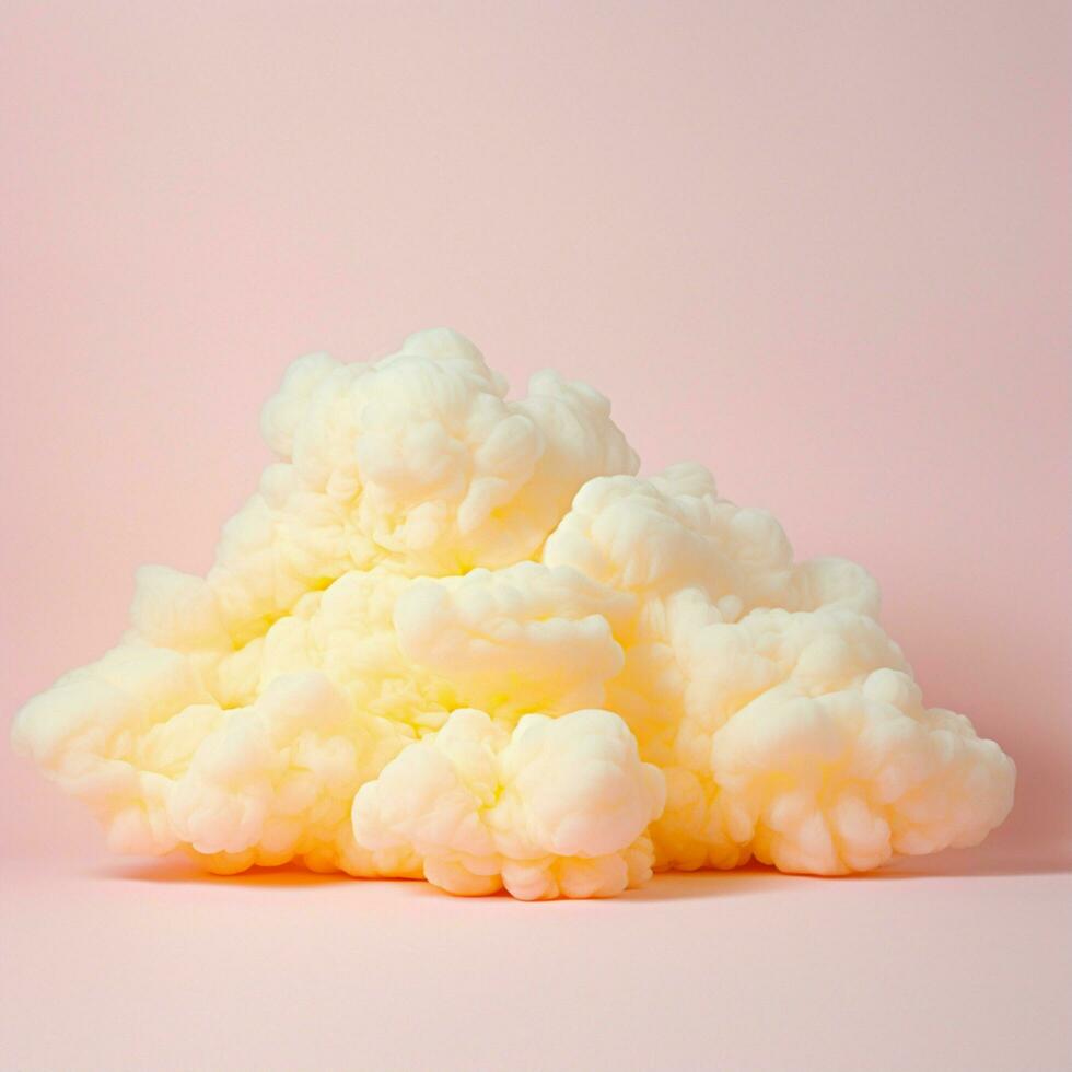 A cotton candy yellow background with fluffy clouds photo