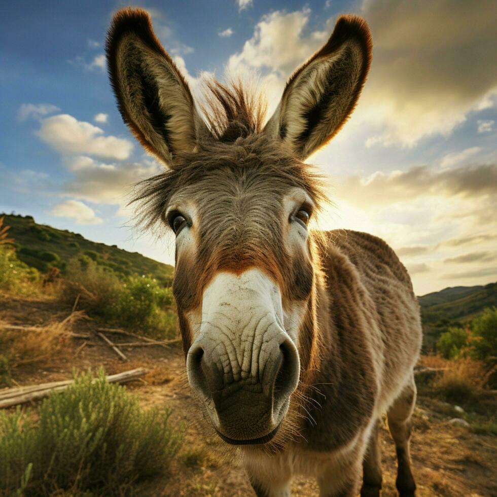 Donkey full shot high quality hdr 16k ultra hd wild life photo