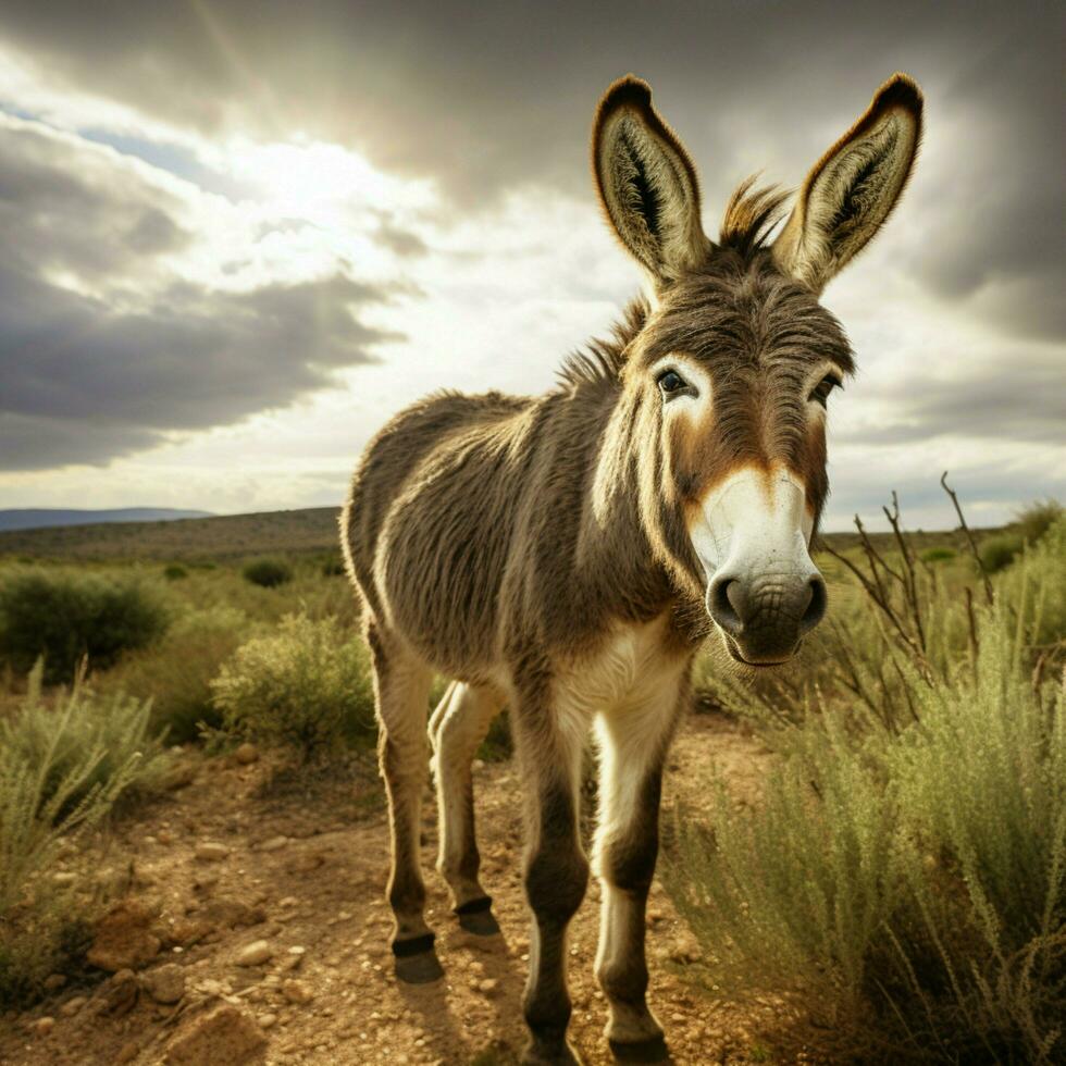 Donkey full shot high quality hdr 16k ultra hd wild life photo