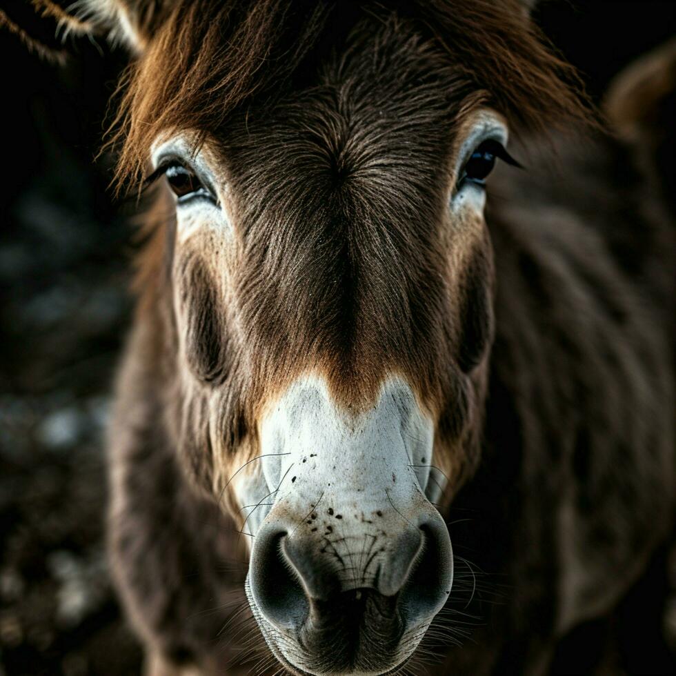 Burro estético realista cinematográfico crudo épico macro foto