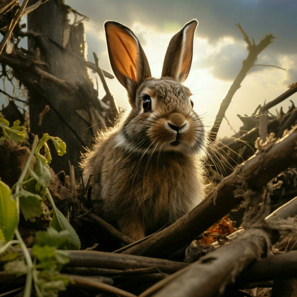 Conejo salvaje vida fotografía hdr 4k foto