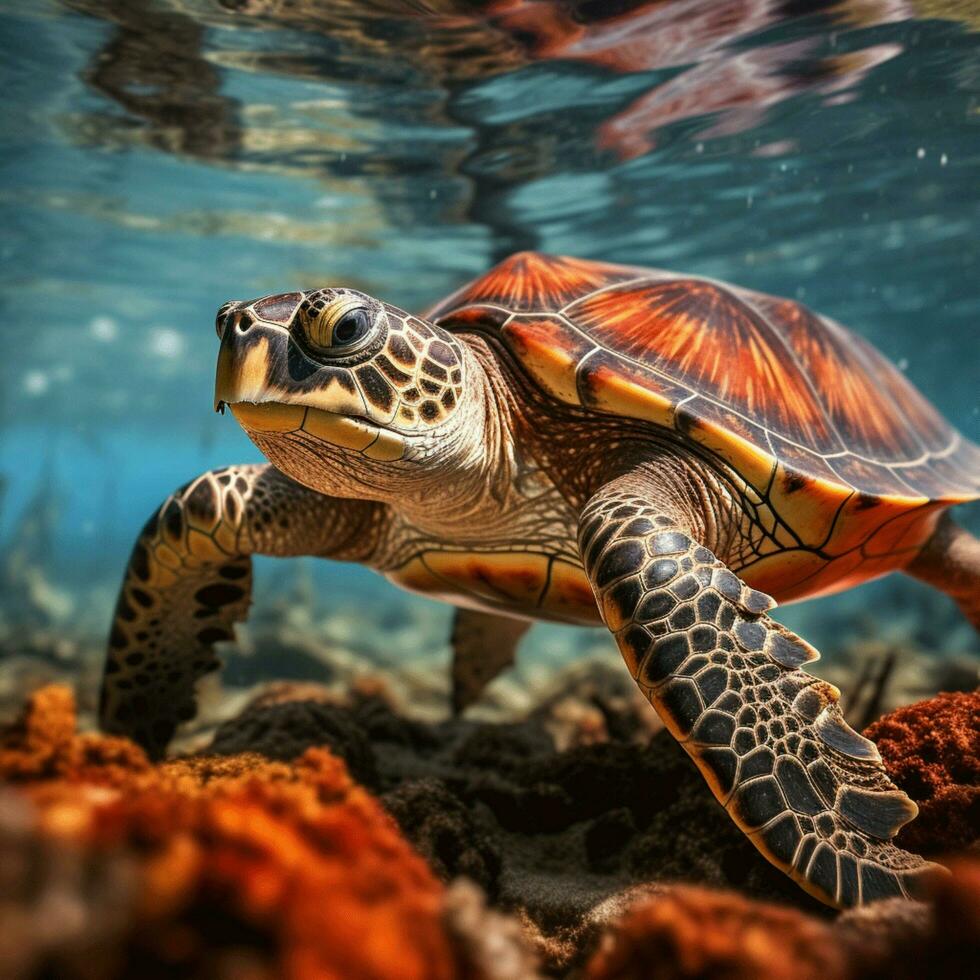 Tortuga salvaje vida fotografía hdr 4k foto