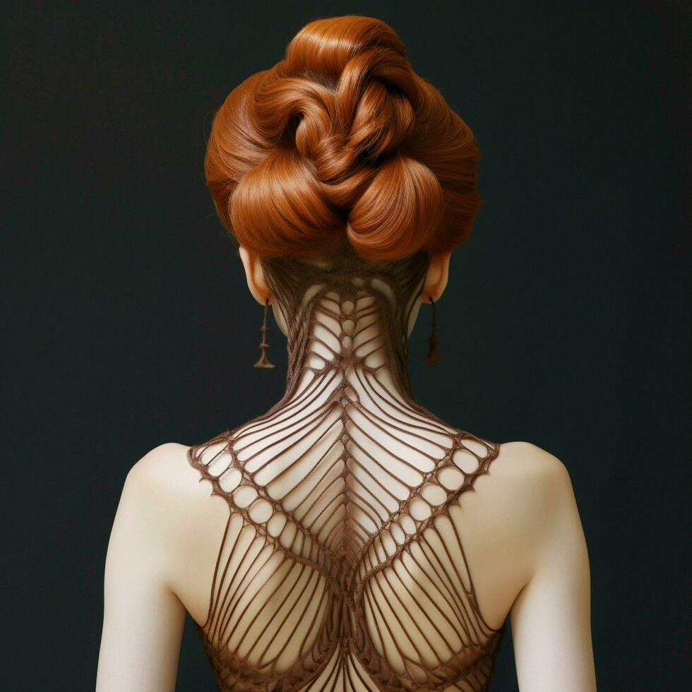 woman hair style from back side photo