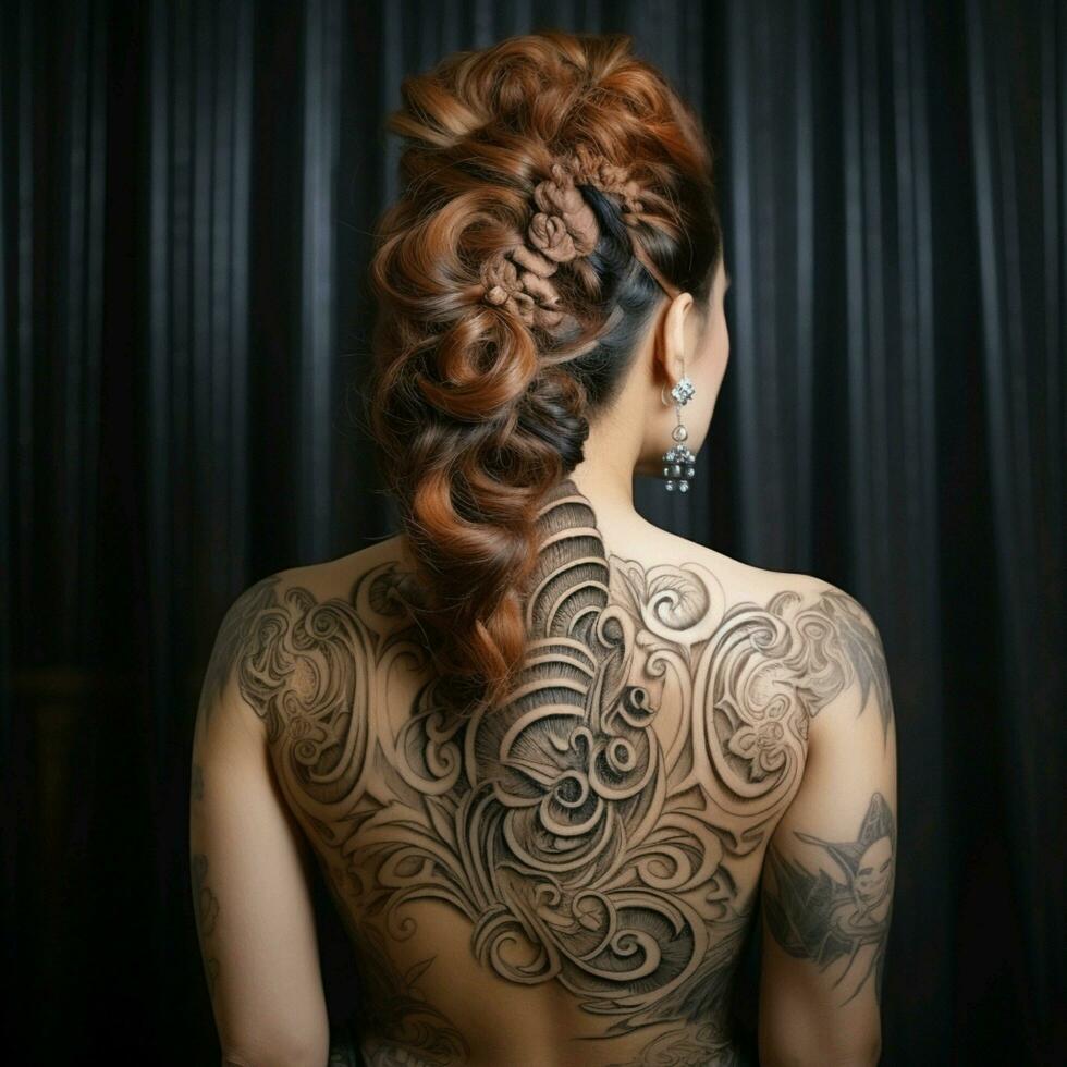 woman hair style from back side photo