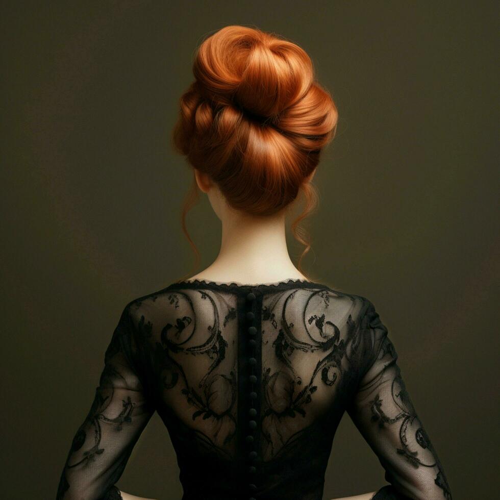 woman hair style from back side photo