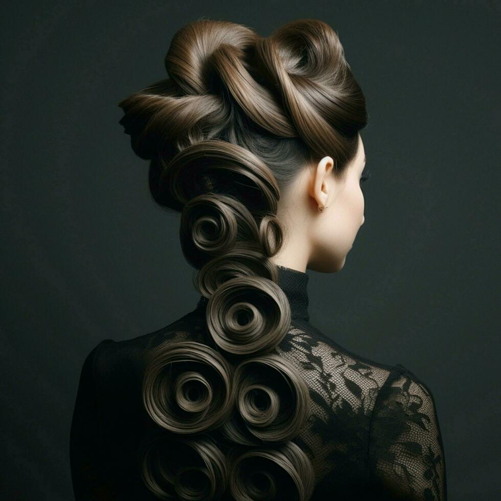 woman hair style from back side photo