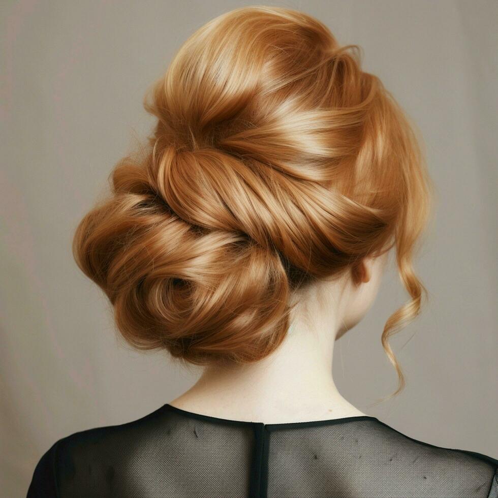 woman hair style from back side photo