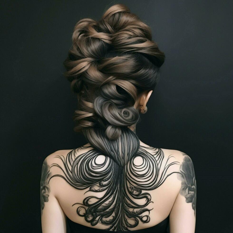 woman hair style from back side photo