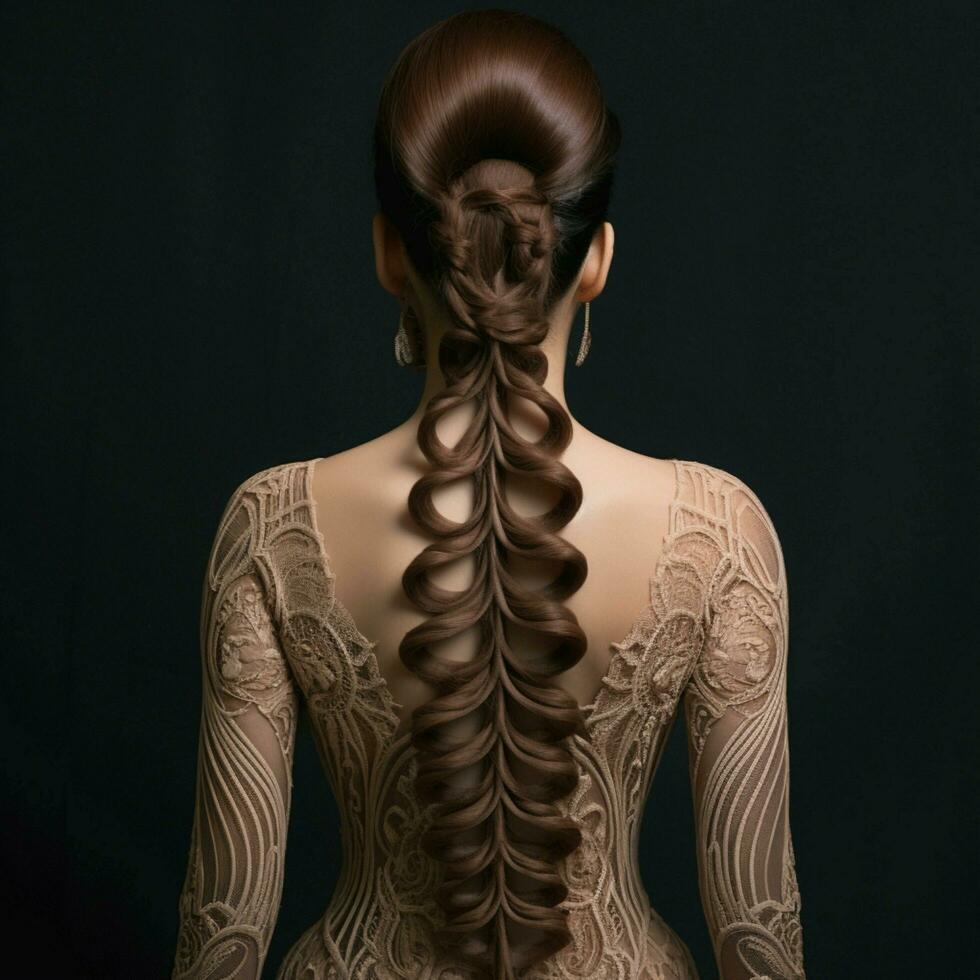 woman hair style from back side photo