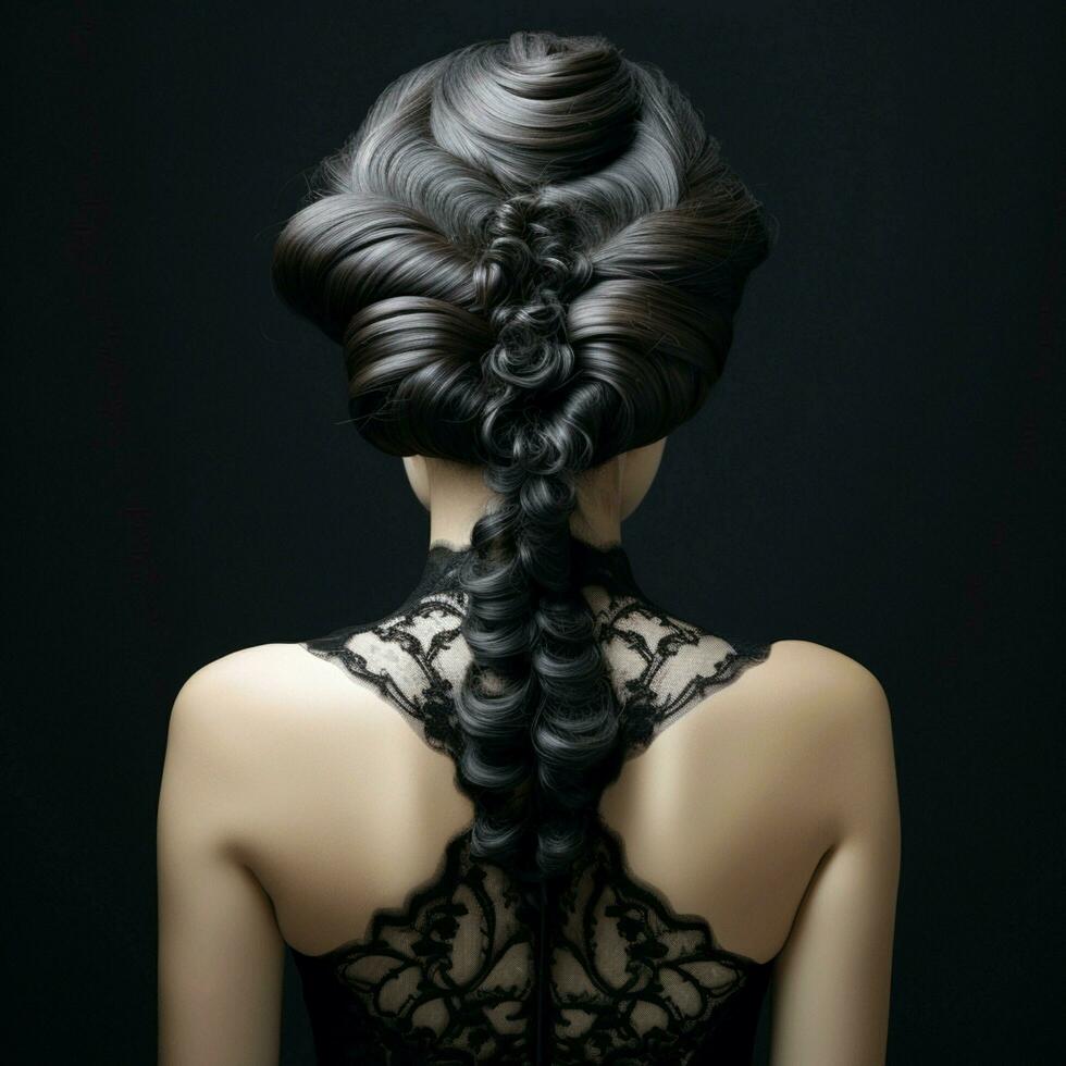 woman hair style from back side photo