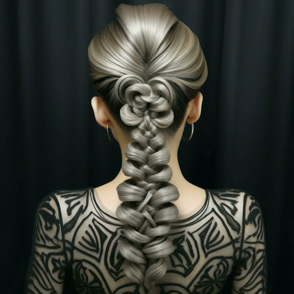 woman hair style from back side photo