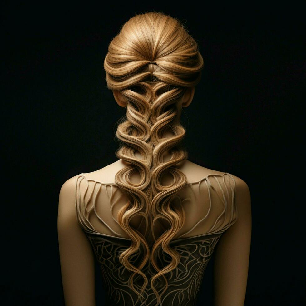 woman hair style from back side photo