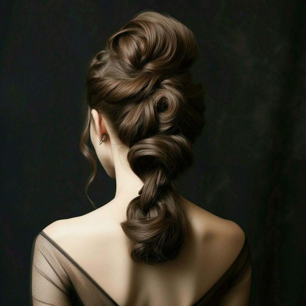 woman hair style from back side photo