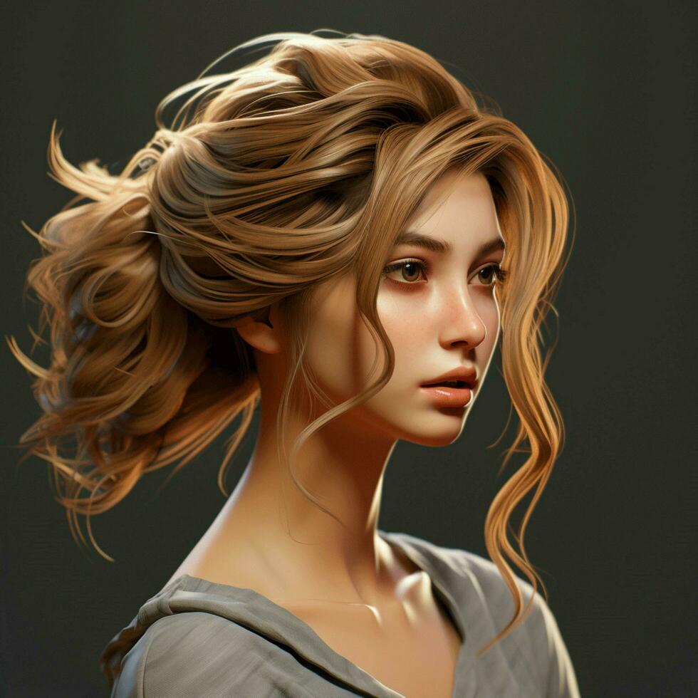 woman hair style realistic photo