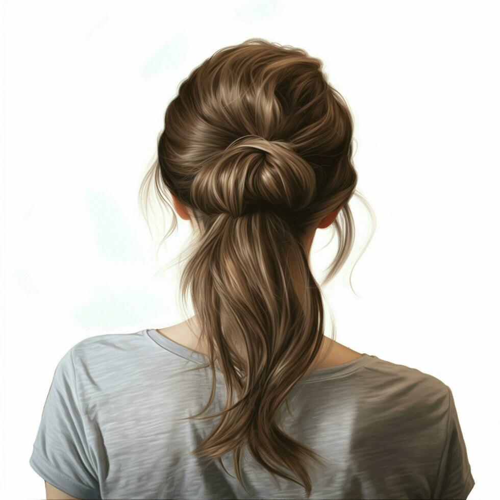 woman hair style realistic from backside veiw photo