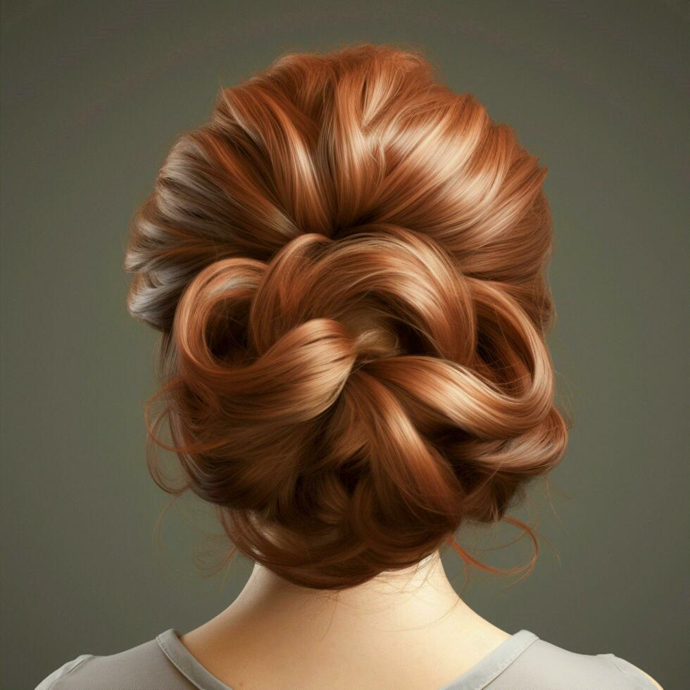 woman hair style realistic from backside veiw photo