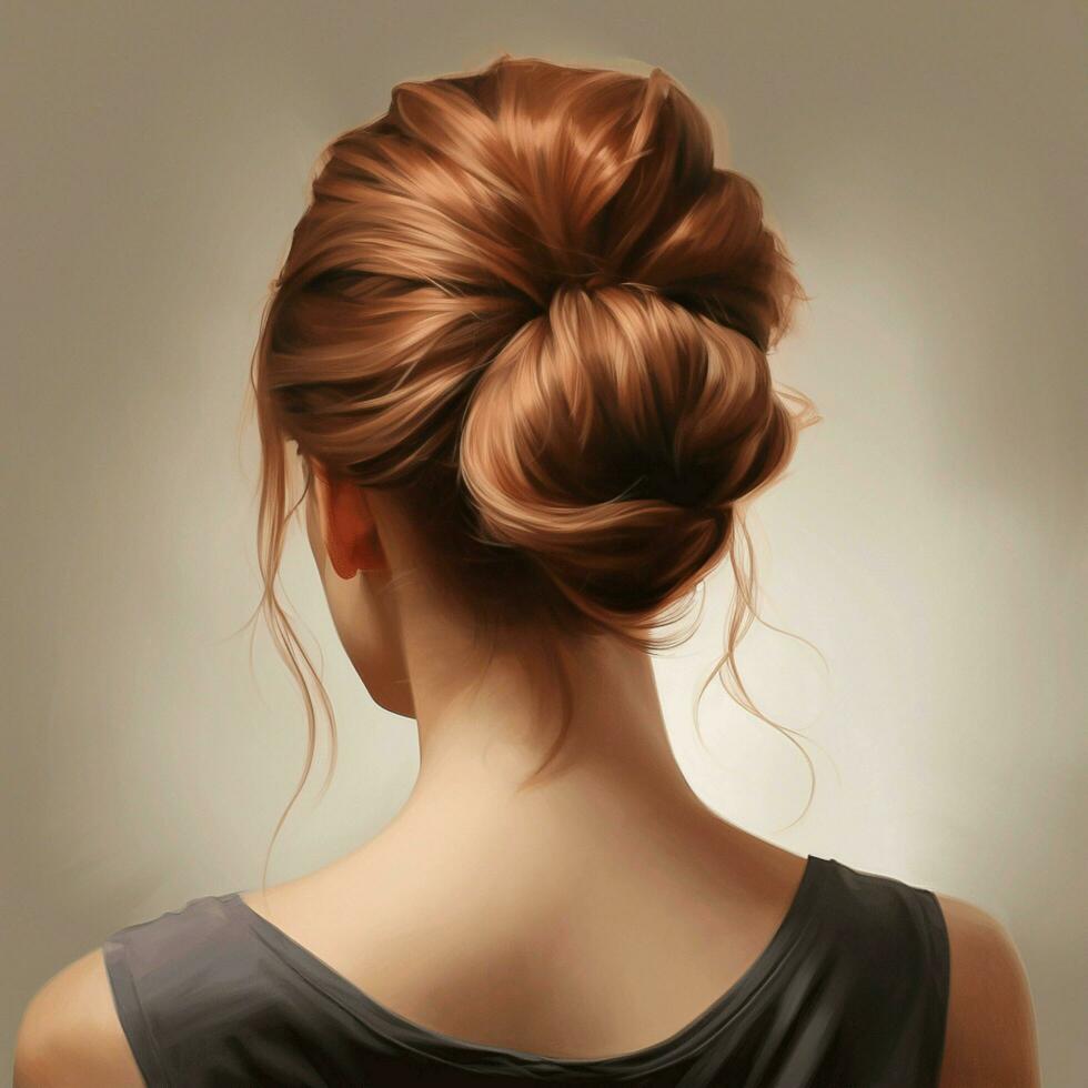 woman hair style realistic from backside veiw photo