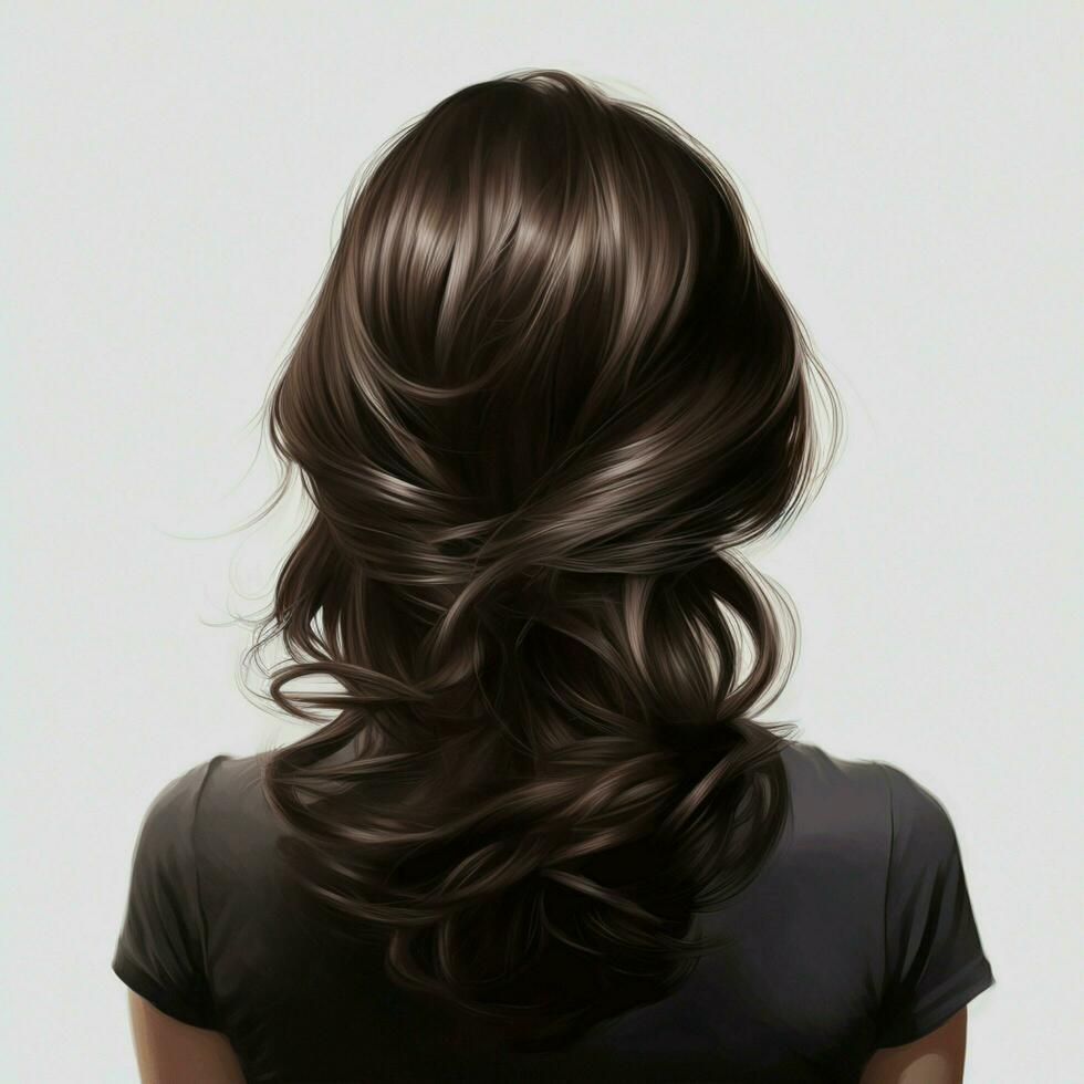 woman hair style realistic from backside veiw photo