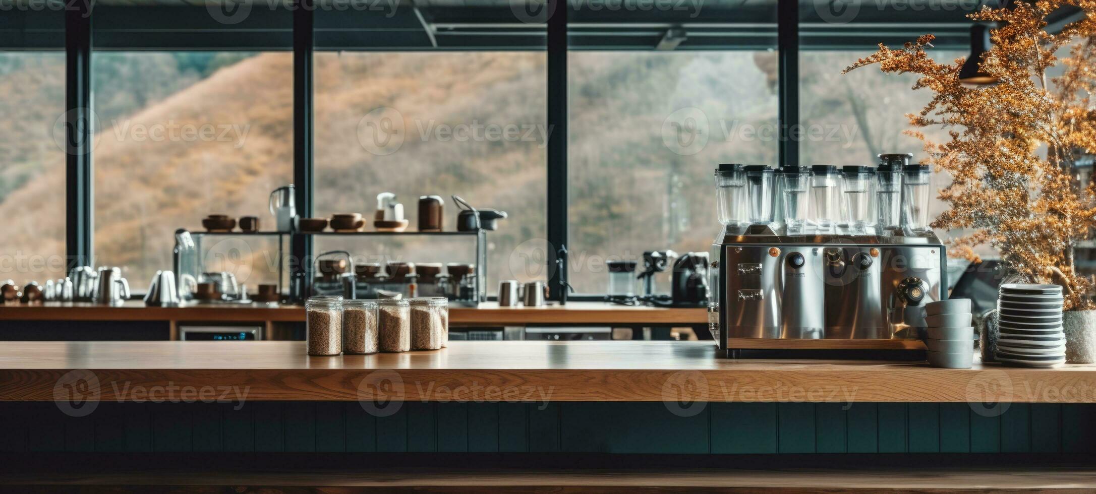 wood cafe coffee shop restaurant, AI Generative photo