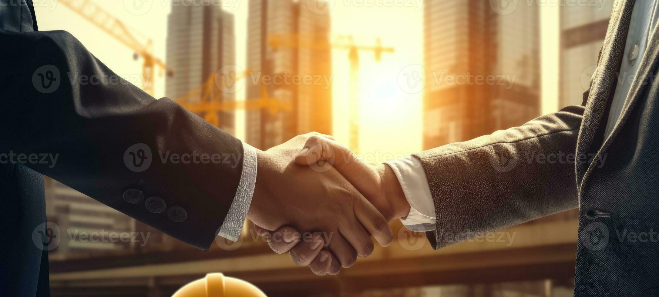 business construction agreement business hand shakes, AI Generative photo