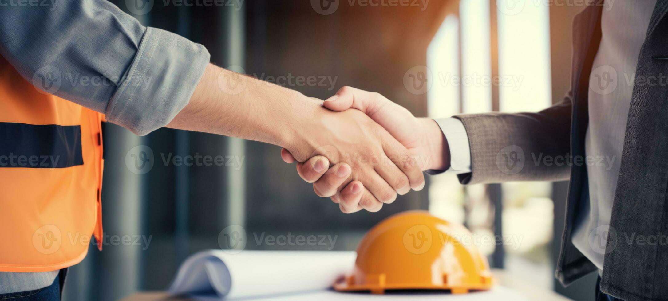 business construction agreement business hand shakes, AI Generative photo