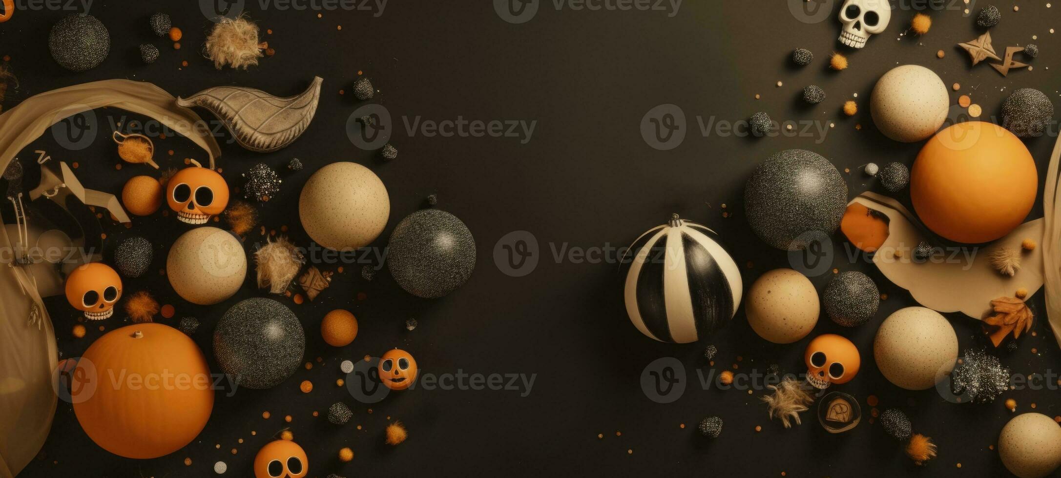 halloween pupmkin fall autumn flatlay background, AI Generative photo