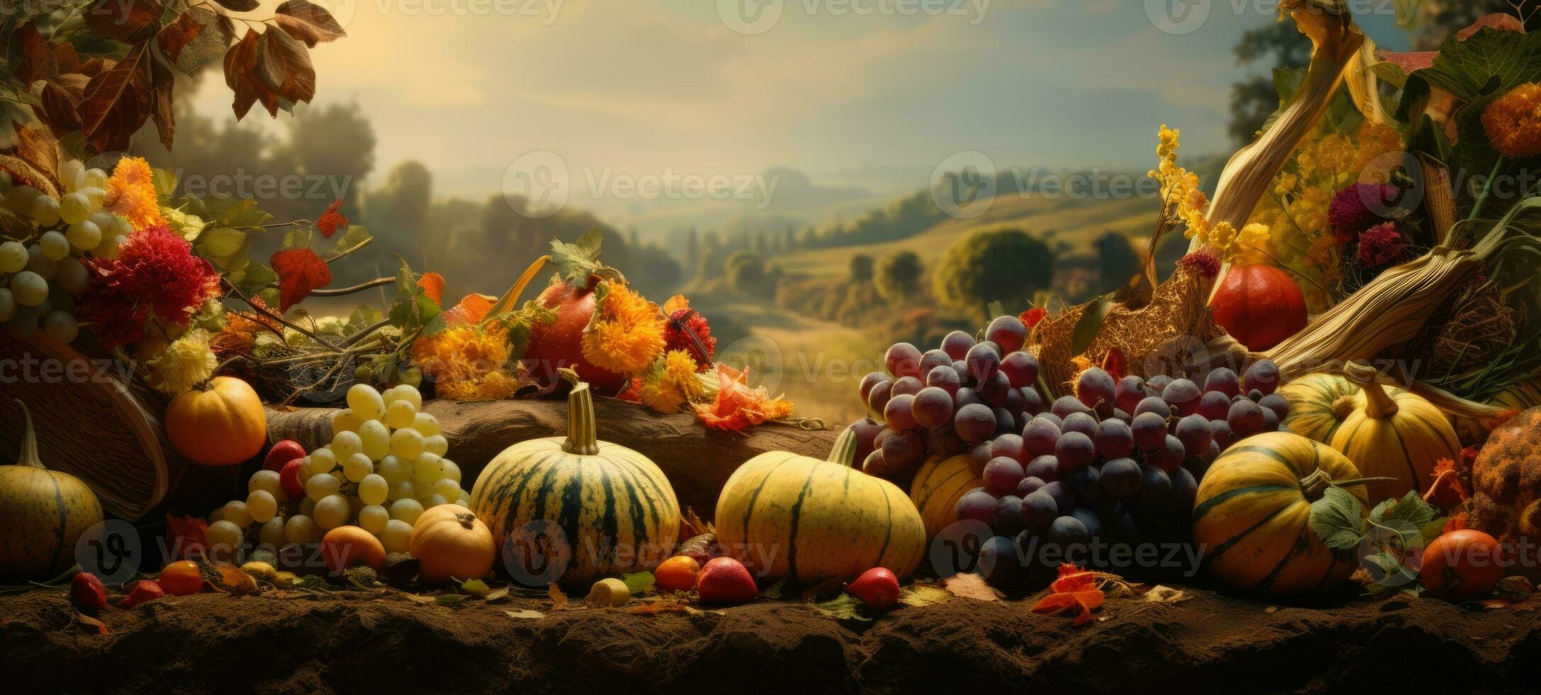 cornucopia, thanksgiving harvest halloween autumn fall, AI Generative photo