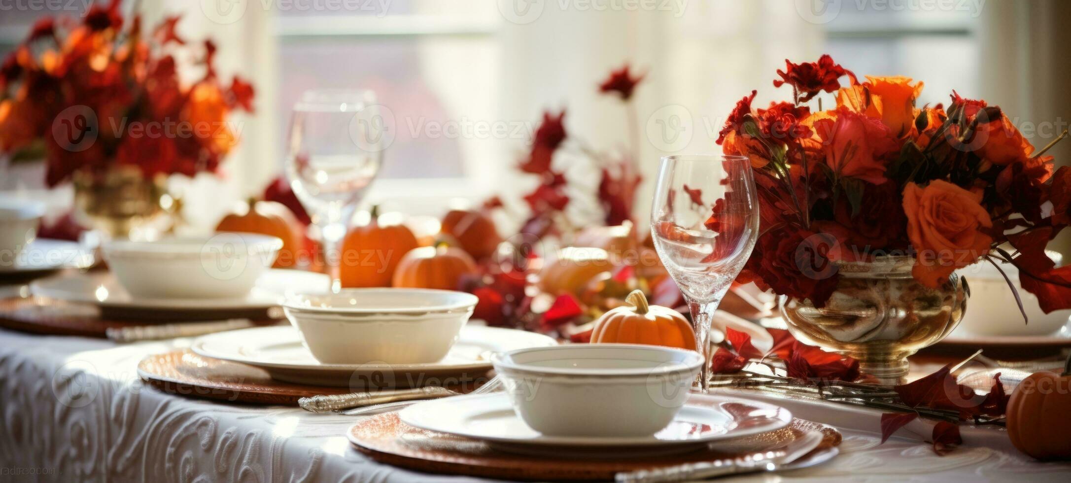 halloween, thanksgiving table settings decoration, AI Generative photo