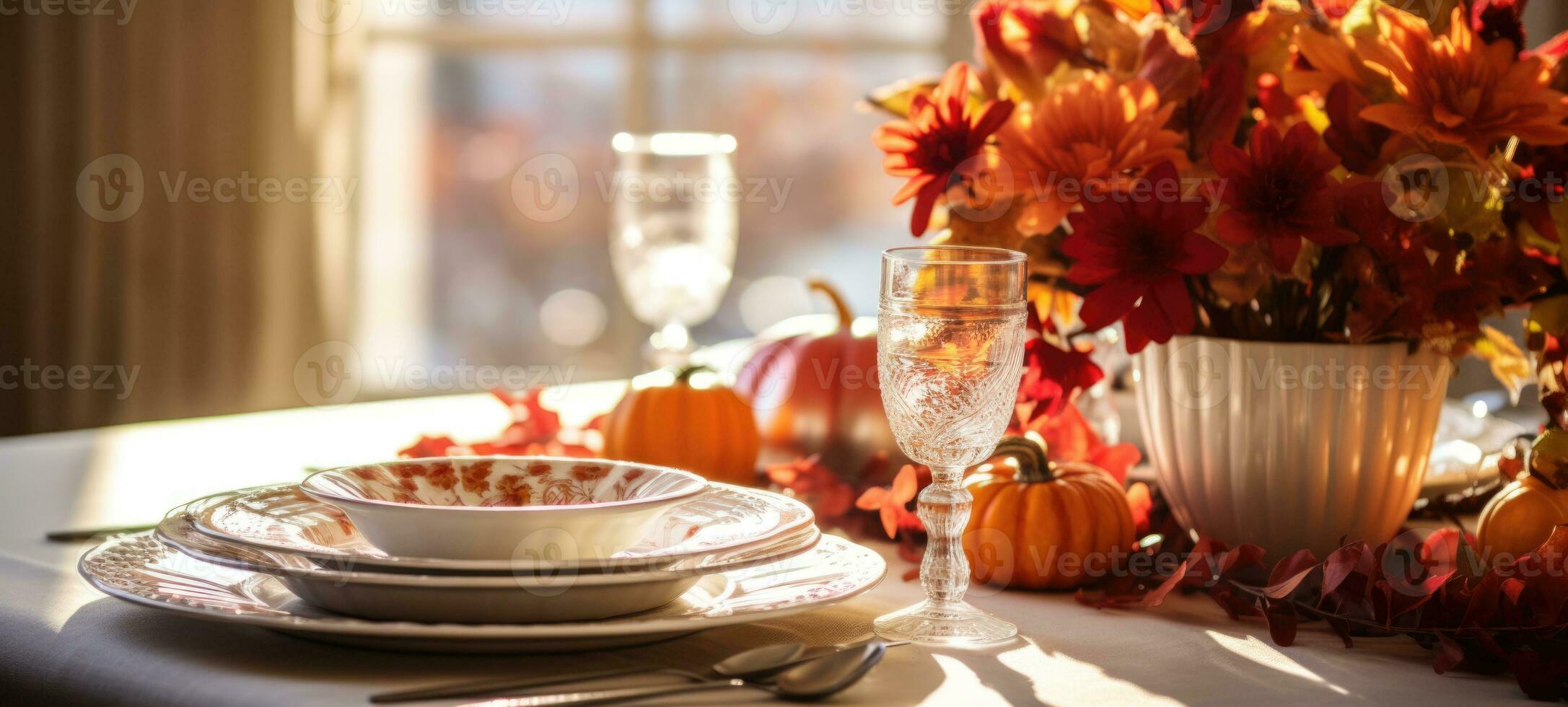 halloween, thanksgiving table settings decoration, AI Generative photo