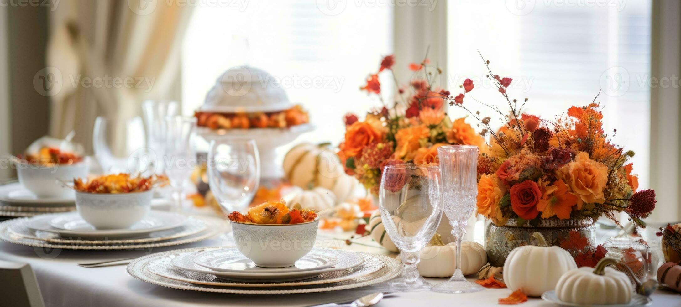 halloween, thanksgiving table settings decoration, AI Generative photo