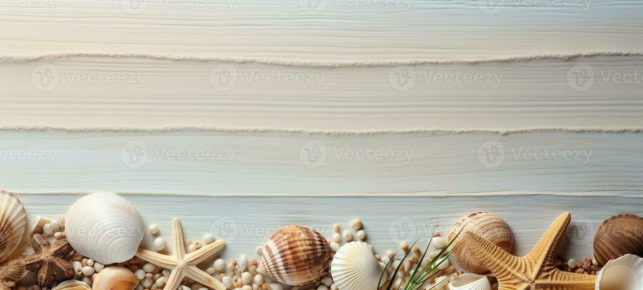 seashells on the beach sea sand summer, ai photo