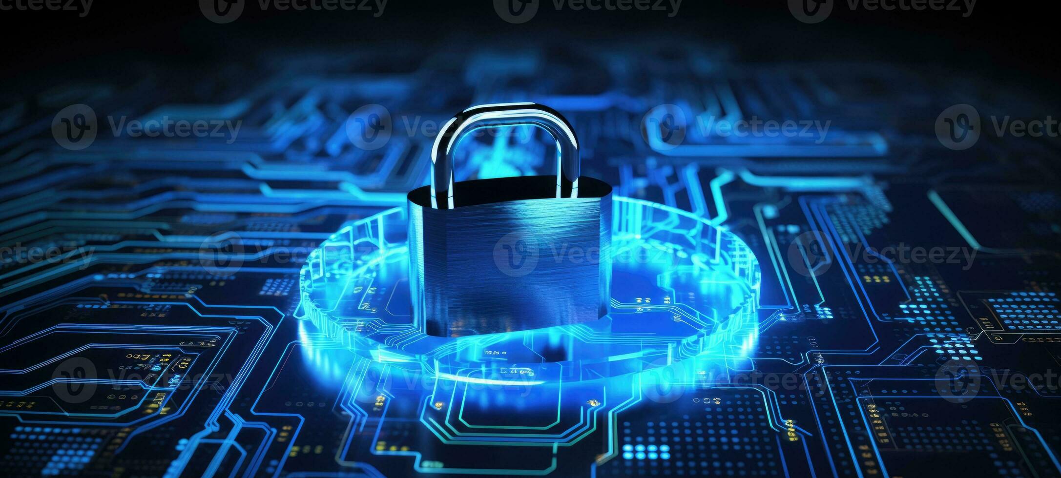 cyber security digital lock technology tech, ai 30707351 Stock Photo at