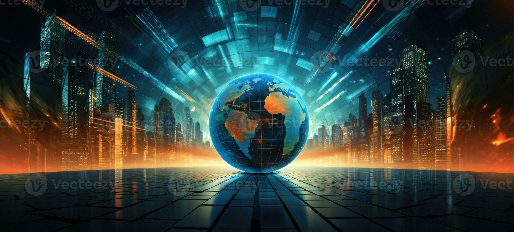 globe world earth map planet city, ai photo