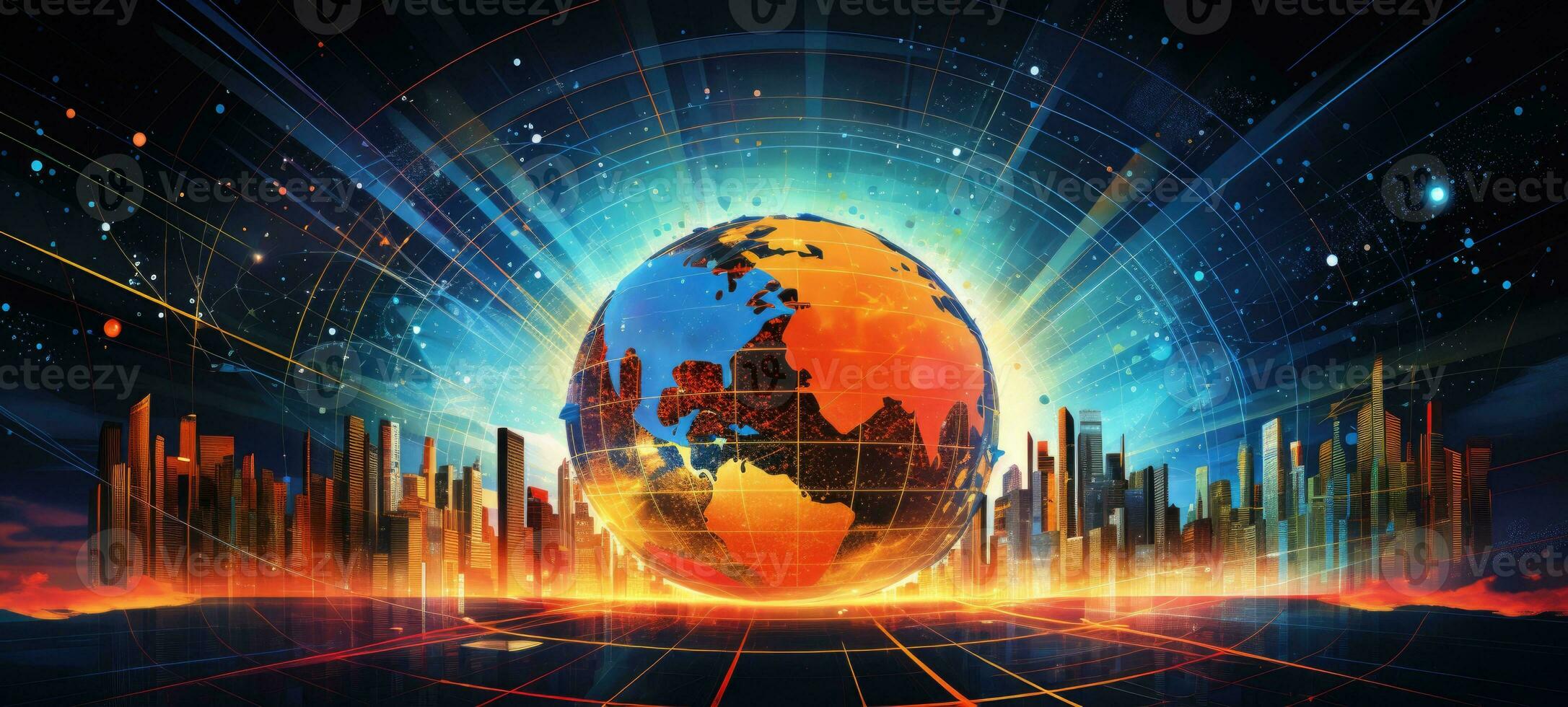 globe world earth map planet city, ai photo