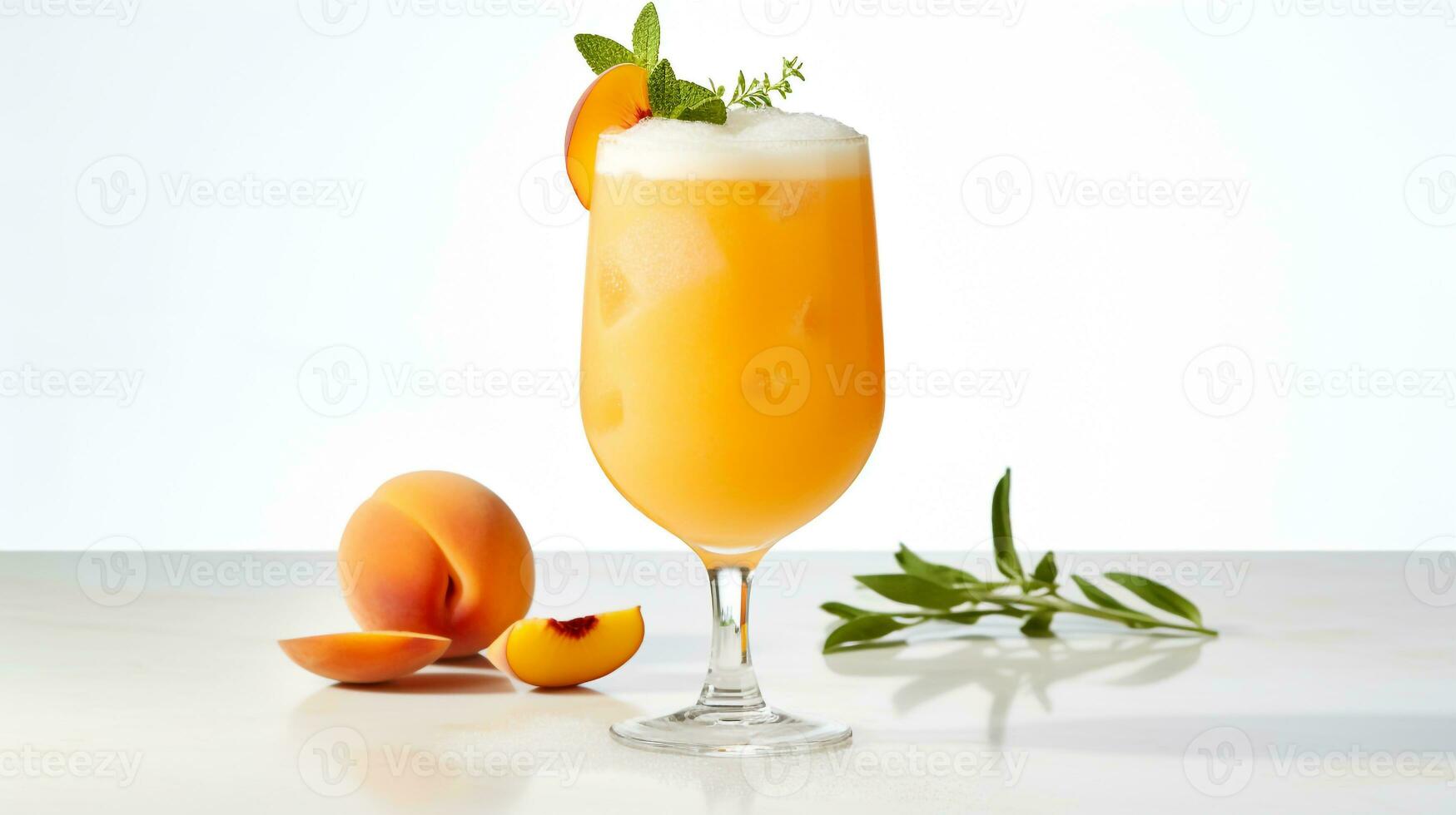 Photo of a Apricot Sparkler drink isolated on white background. Generative AI