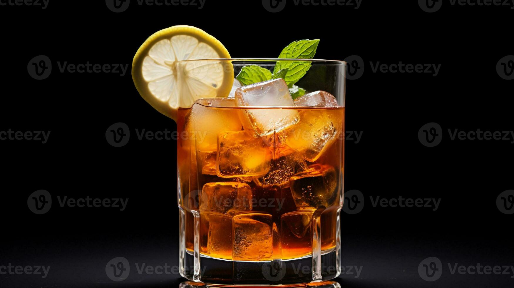 Photo of a Arnold Palmer drink isolated on dark background. Generative AI