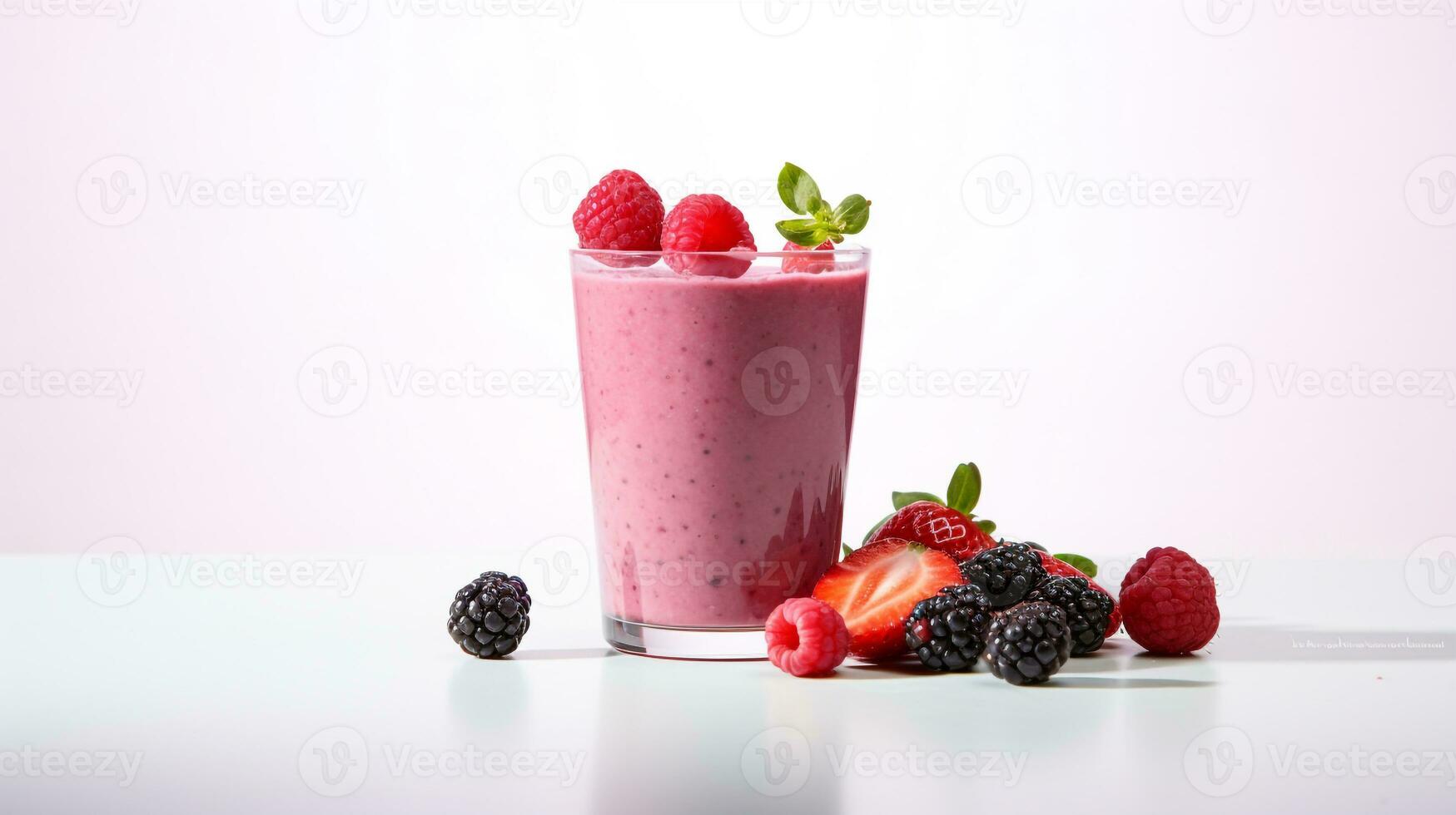 Photo of a Berry Smoothie isolated on white background. Generative AI