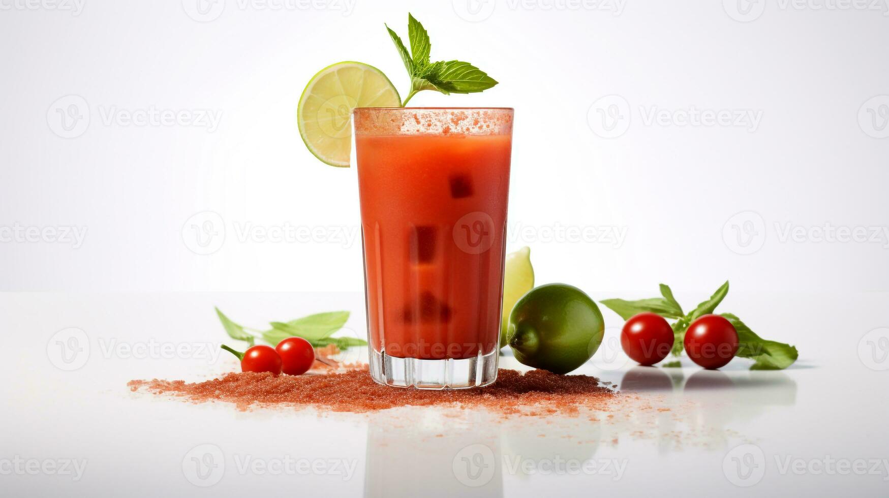 Photo of a Bloody Mary drink isolated on white background. Generative AI