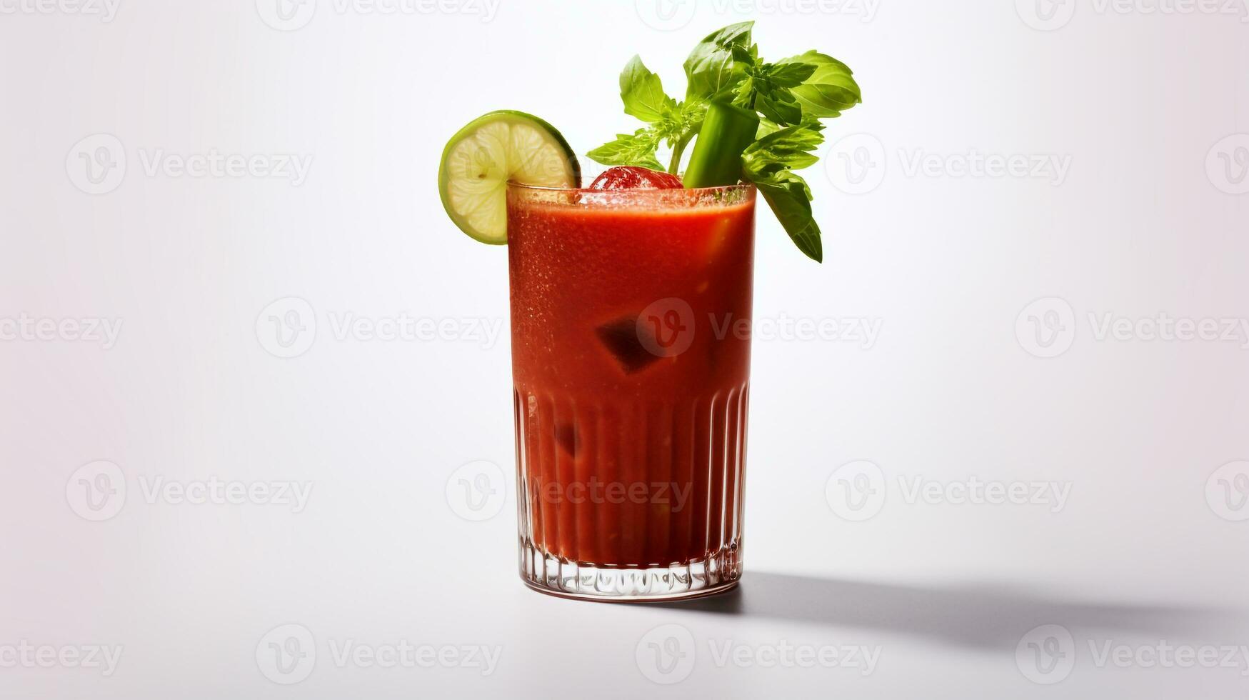 Photo of a Bloody Mary drink isolated on white background. Generative AI