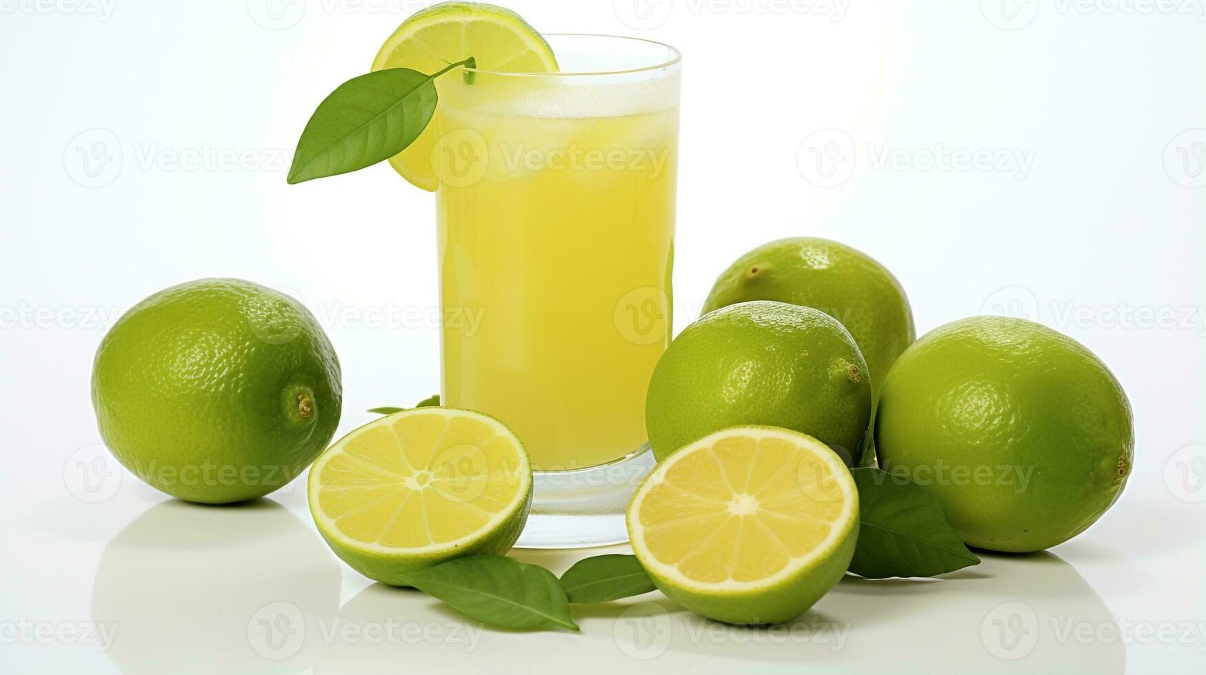 Photo of a Calamansi Juice drink isolated on white background. Generative AI