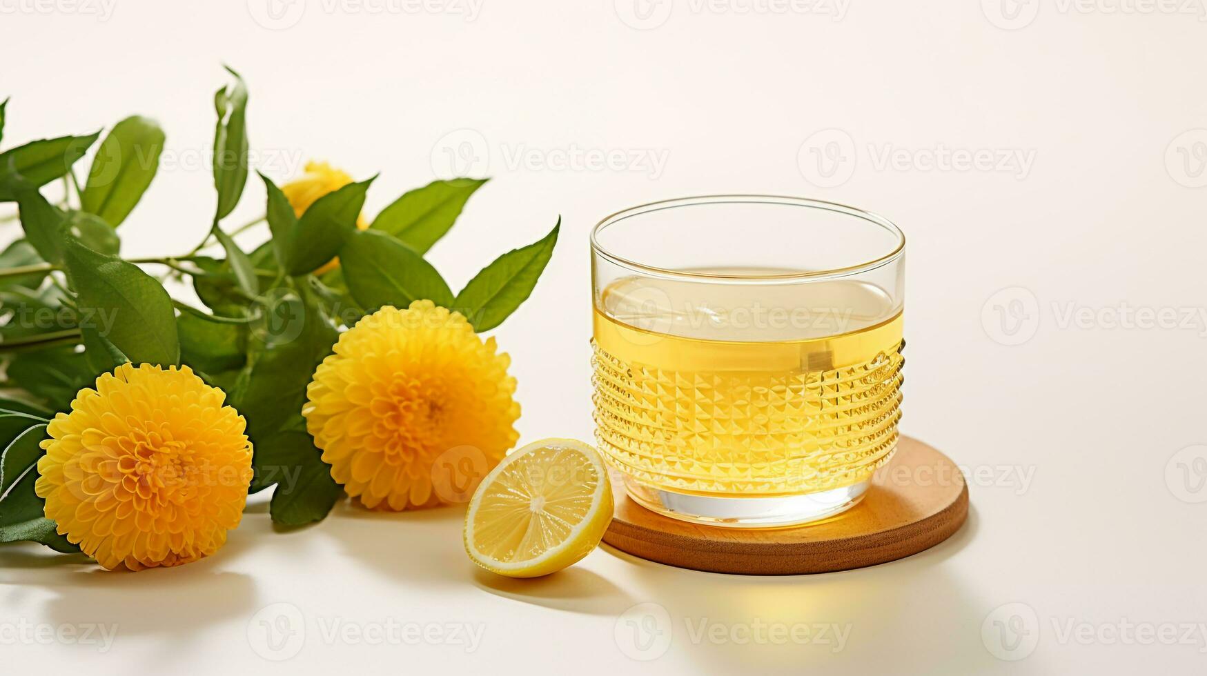 Photo of a Chrysanthemum Tea drink isolated on white background. Generative AI
