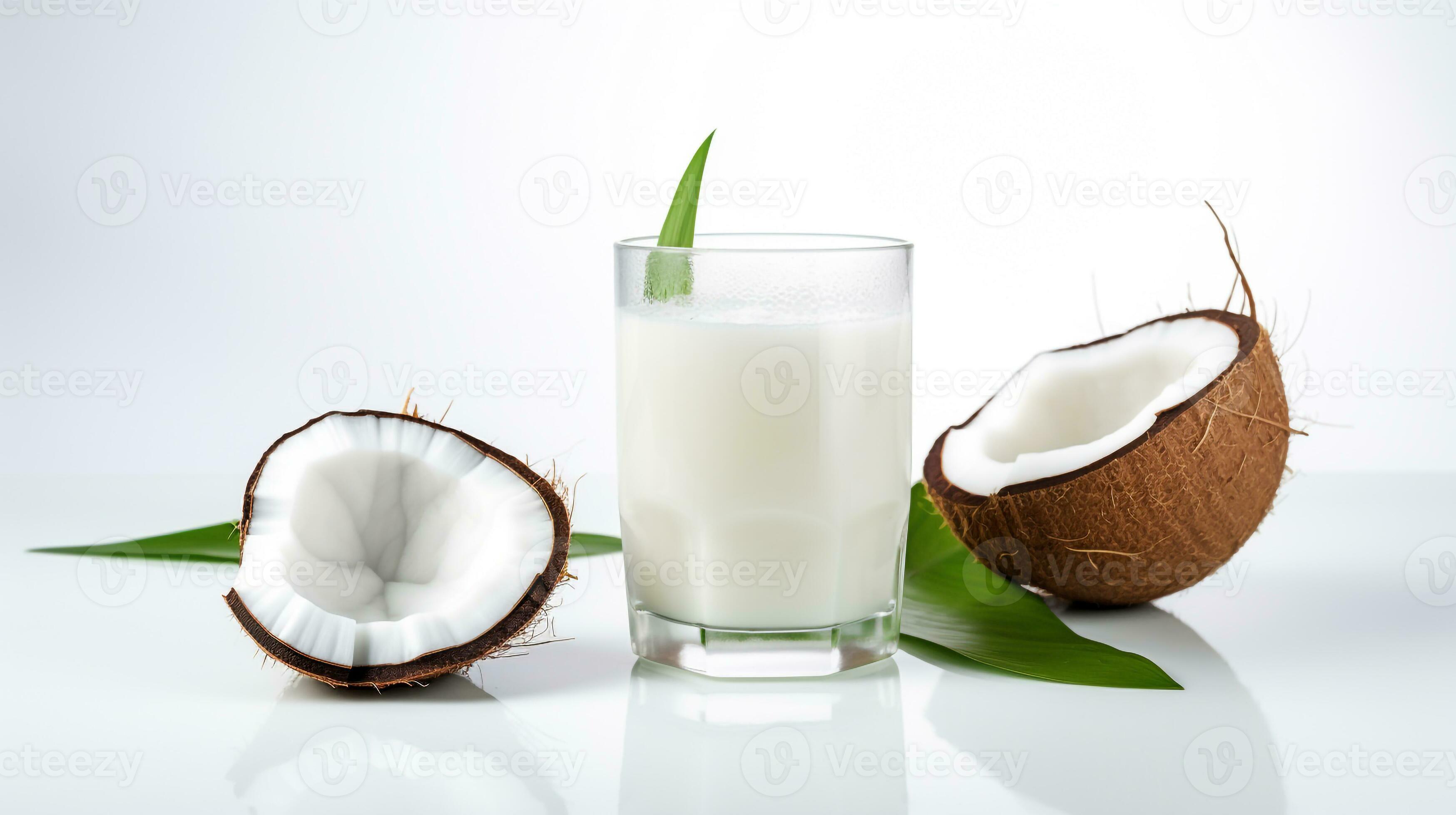 Photo of a Coconut Water drink isolated on white background. Generative