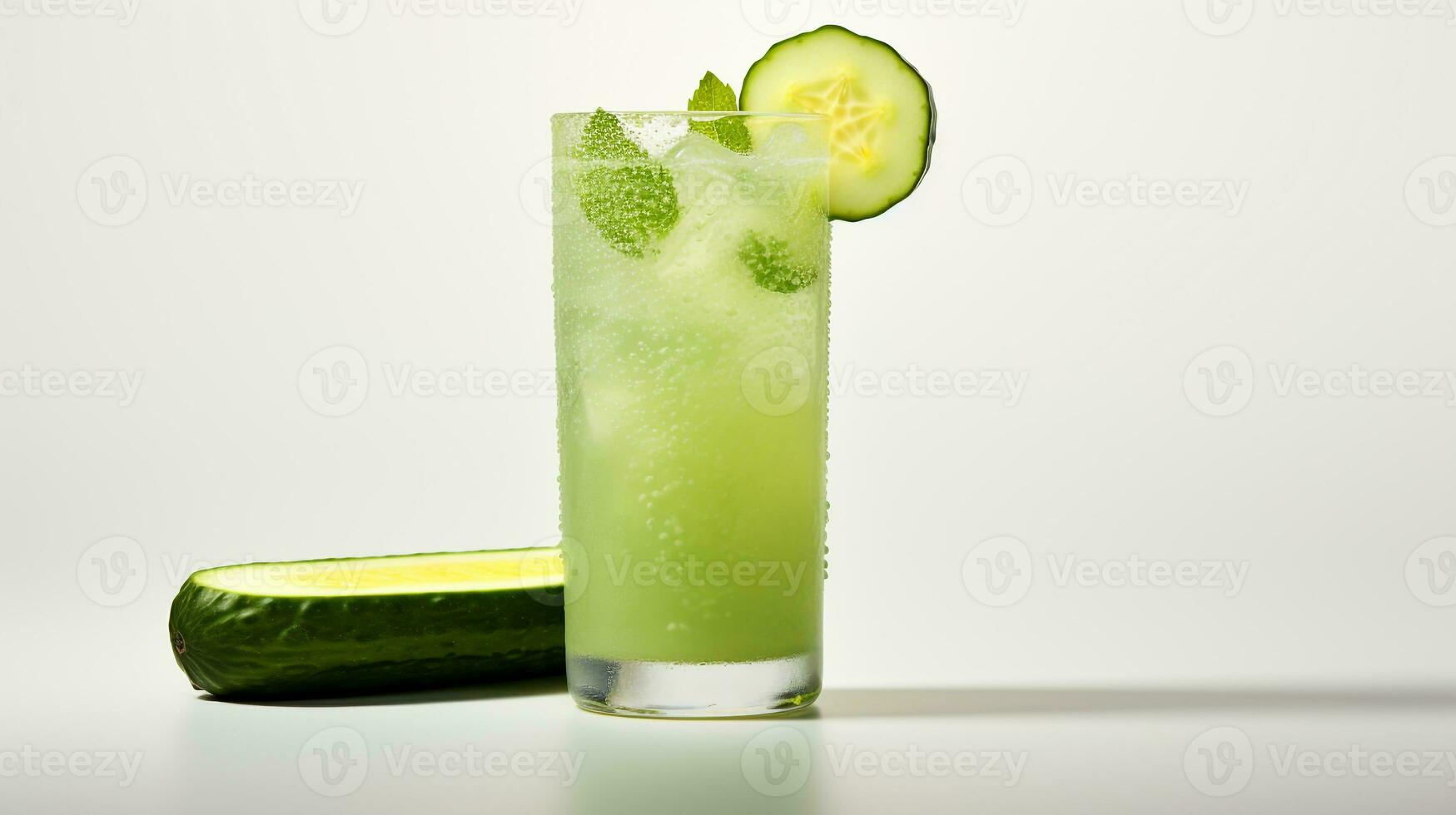 Photo of a Cucumber Lemonade drink isolated on white background. Generative AI