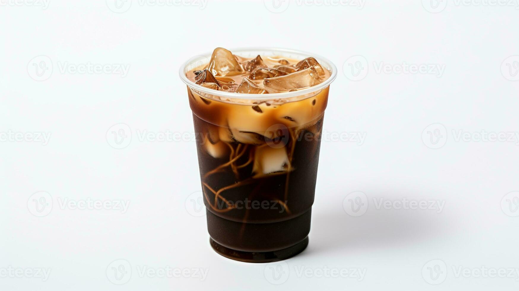 Photo of a Grass Jelly drink isolated on white background. Generative AI